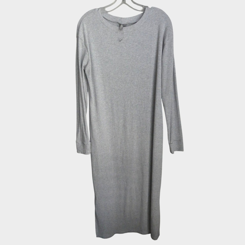 ASOS Womens Gray Ribbed Knit Long Sleeve Midi Column Dress Side Slit‎ Size 10